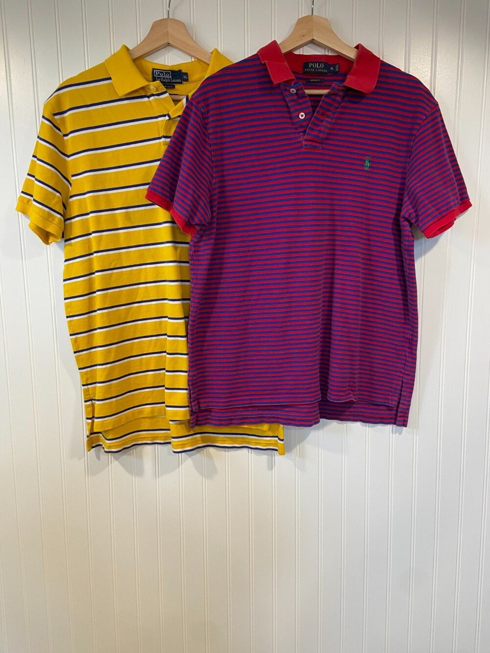 Polo By Ralph Lauren Shirts Men XL Yellow Red Pony Striped Rugby Mens Button